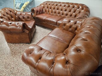 CHESTERFIELD ŠTÝL,HRUBOKOŽENÁ SEDAČKA,NEROZŤAHOVACIA - 6