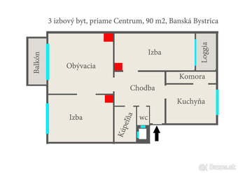 PRIAME CENTRUM BB / VLASTNÝ DVOR / 3i byt BB / 90 m2 - 6