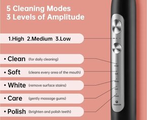 Sonická elektronická kefka s časovačom / 5 módov / 4 hlavice - 6