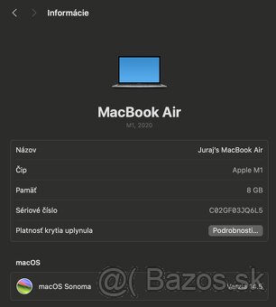 Predám Apple MacBook Air M1 – Space Gray. - 6