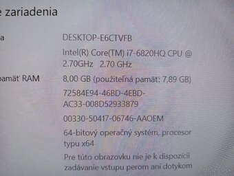 predám ntb Dell latitude e5570 /Intel core i7 /8gb ram /ssd - 6