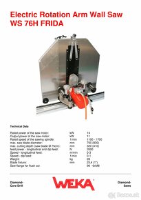 El. stěnová pila WEKA WS 76 H, řez 410 mm, 14 kW - 6