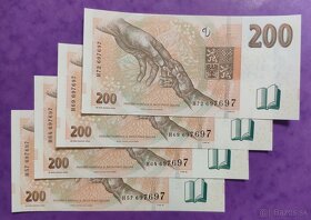 Bankovky stejná čísla - UNC neoběhové 100Kč 200Kč 500Kč - 6