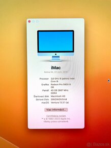 27" iMac, late 2019, 3.6Hz i9 8core, 5K screen - 6