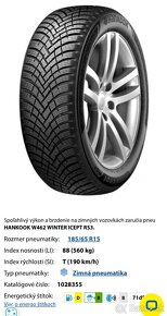 zánovné zimné Pneumatiky HANKOOK W462 WINTER ICEPT RS3, 185/ - 6