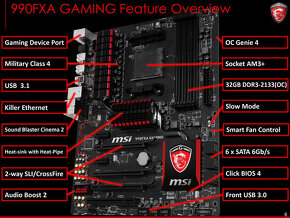 Herná doska MSI 990FXA GAMING - AMD 990FX, socket AM3+ - 6