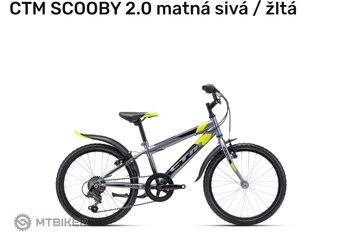 Predám detský bicykel 20" CTM SCOOBY 2.0 matná sivá / žltá - 6