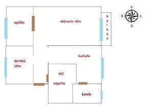 3 izbový byt, 71 m2, 5/5, zasklený balkón. Galanta, sídl.SNP - 6