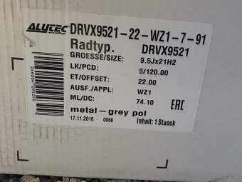 5x120 r21 ET22 9.5Jx21 Alutec drive X metal grey pulir - 6