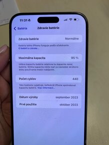 iPhone 15 pro Max 256 natural Titan batéria 95% top stav - 6