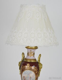 Zámecká stolní lampa se stínidlem - porcelán+bronz - 6