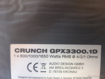 CRUNCH GROUNDPOUNDER - zosilňovač 1x1650W RMS/1Ohm - 6