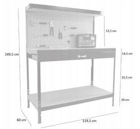 Pracovný stôl do dielne, garáže, nový - 6