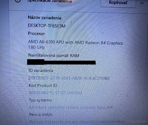 HP 15-af100nc / AMD A6-630 APU with Radeon R4 Graphic /15.6" - 6