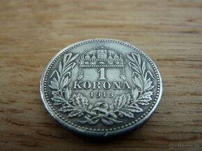 R-U Veľmi vzácna 1 koruna 1913 KB v krásnom zbierkovom stave - 6