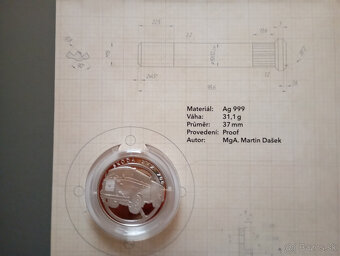 Predám Strieborná minca Na kolech - Nákl. aut Škoda LIAZ 706 - 6