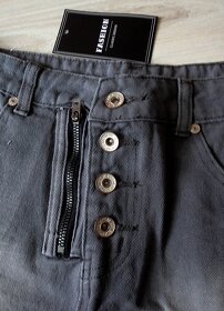 Rifľové šedé a modré krátke nohavice, M/L - 6