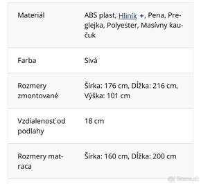 Postel jysk 160x200 sivá, matrace - 6