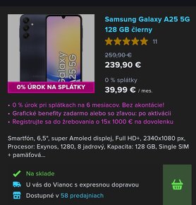 Predám nový  Samsung Galaxy A25 128gb Blue Black. - 6