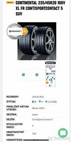 235/45 R20 letné pneumatiky Continental - 6