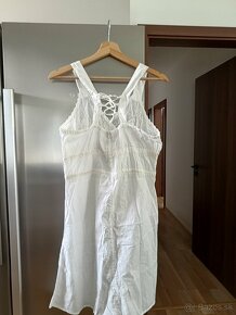 Biele letné bavlnené šaty S -M - 6