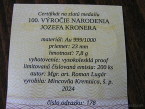 ZLATÁ MEDAILA : JOZEF KRONER 100.výročie narodenia - 6