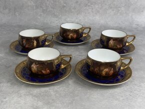 Starožitný porcelánový set 5ks šálky s podšálkami Antický vý - 6