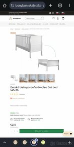 Detská biela postieľka Nobleo Cot bed 140x70 s matracom - 6