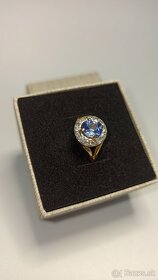 Predané- diamamantový zafírový  zlatý prsteñ - 6