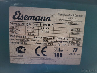 Predám elektrocentrálu Eisemann S 10000 E so zvarackou - 6