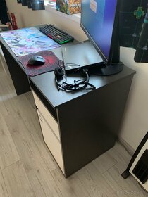 PC stôl, tmavosivá-grafit/biela - 6