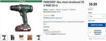 Vrtacka / utahovacka Parkside PABS 20-Li H9 - 6