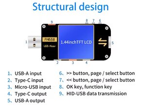 Multifunkčný USB Meter FNB-38, UM-24C, KWS-MX18 - 6