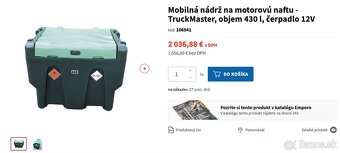 Mobilná nádrž na motorovú naftu - TruckMaster, objem 430 l, - 6