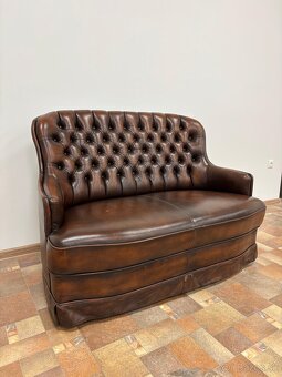 CHESTERFIELD ŠTÝL SEDAČKA,DVOJFAREBNÁ KOŽENÁ - 6