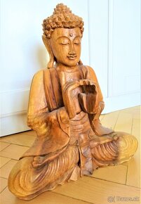 DREVENÝ MEDITUJÚCI BUDHA || 33 cm - 6