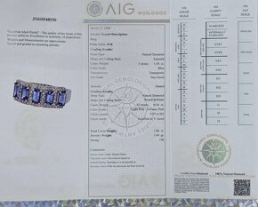 Tanzanit diamant z bieleho zlata nový certifikovaný prsteň - 6