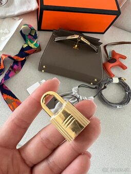 Hermes kelly mini hnedá - khaki - 6