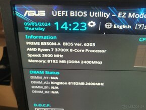 Predám dosku ASUS Prime B350 + AMD Ryzen 7 3700x - 6