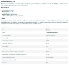 Sinustec ST-130C koaxiálne reproduktory - 6