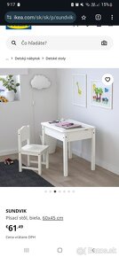 Detský stolik v55š60xh45 a stolička biela Ikea - 6