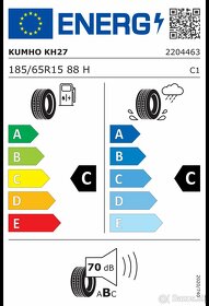 4x Letne pneu Kumho 185/65R15 88H + navleky - 6