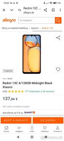 Predám nový, nerozbalený mobilný telefón Xiaomi redmi 13C - 6