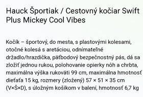 Športový kočík hauck swift mickey cool vibes - 6