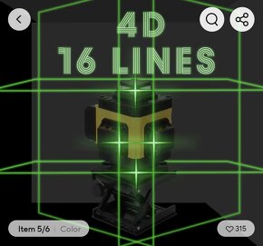 Nivelačný laser tzv. 4D tj 16 líniový so zel lúčom 2x  bat - 6