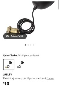 Predám závesnú lampu IKEA KALLFRONT + kábel JÄLLBY - 6