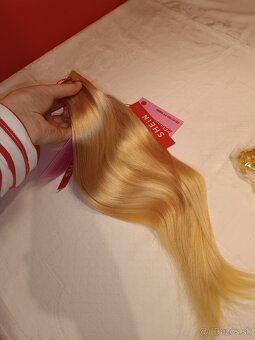 Tape in vlasy na páskach blond 40 cm - 6