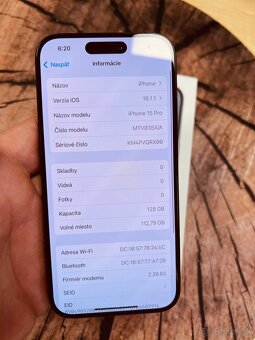 iPhone 15 pro 128 blue Titan batéria 95% top stav záruka - 6