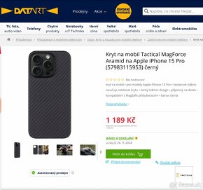 Kryt Tactical MagForce Aramid | iPhone 15 Pro | Čierný - 6