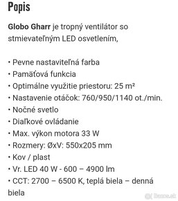 Stropný ventilátor s LED osvetlením - 6